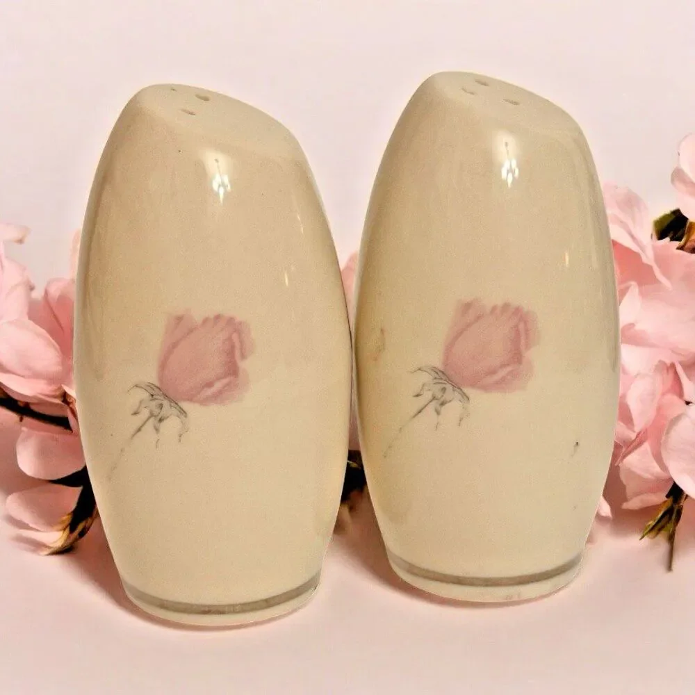 Vintage Aristocraft Champagne Rose Salt & Pepper Shakers – Pink Rose Floral